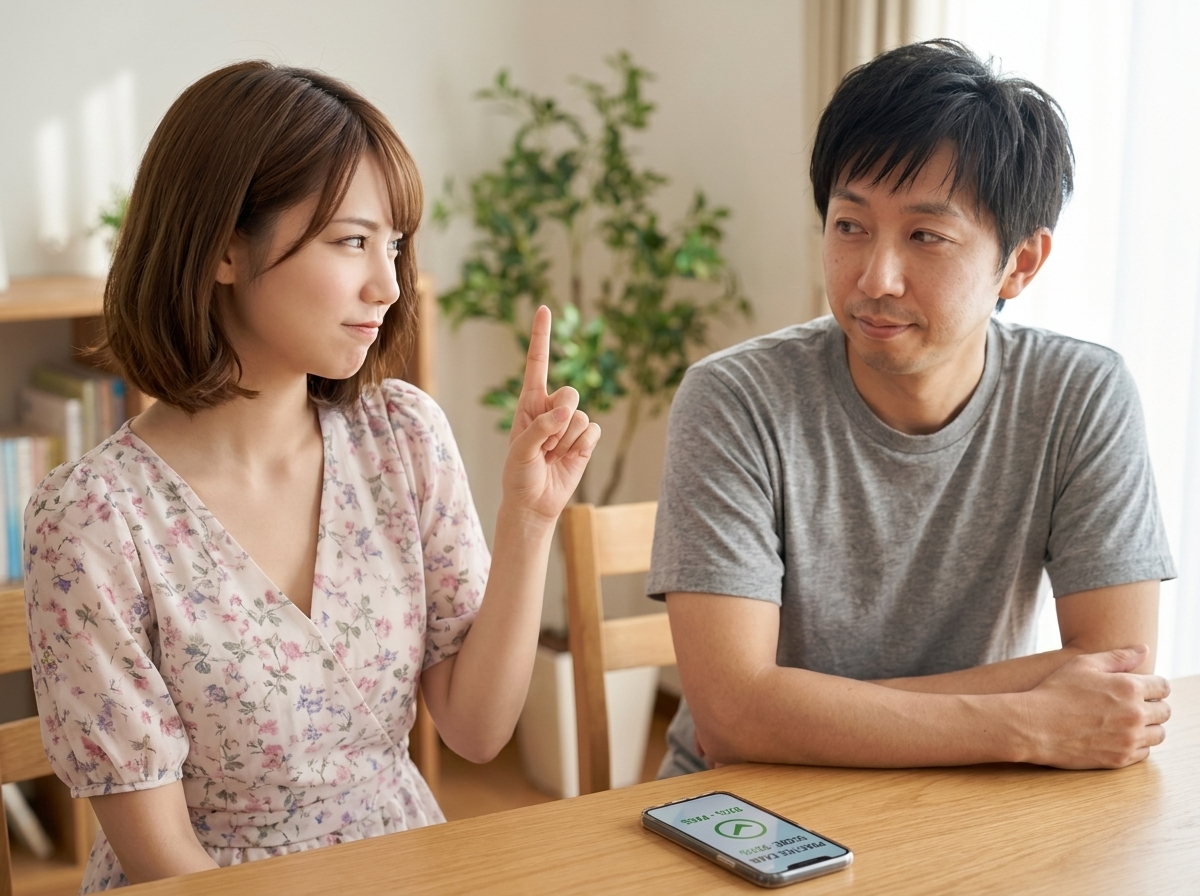 比喩イラスト／「4択だから25%は当たるでしょ」と豪語する美咲と、冷静にツッコむ拓也